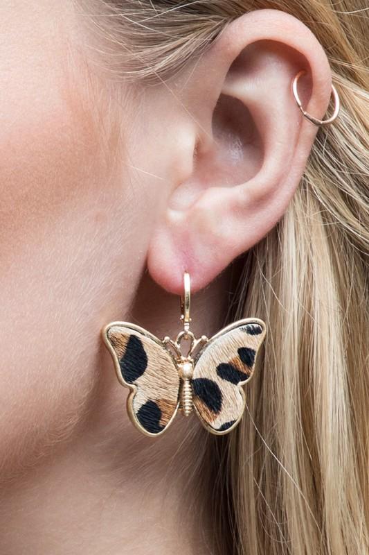 Faux Fur Butterfly Earrings