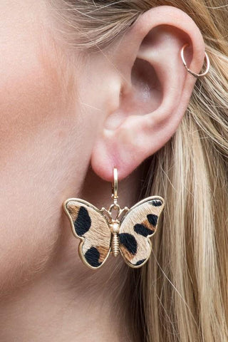 Faux Fur Butterfly Earrings