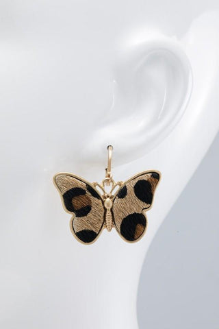Faux Fur Butterfly Earrings