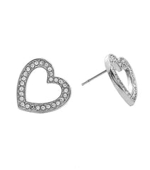 Rhodium Heart Stud Earrings