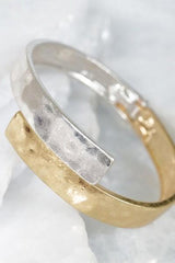 Hammered Metal Wrapped Metal Bracelet with Spring Hinge