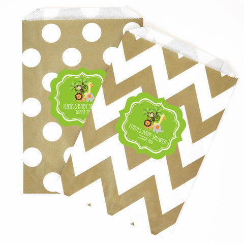 Personalized MOD Kid's Birthday Chevron & Dots Goodie Favor Treat Bags (set of 12)