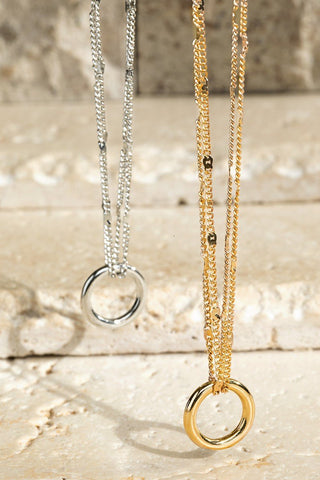 Delicate Small Floating Circle Pendant Necklace