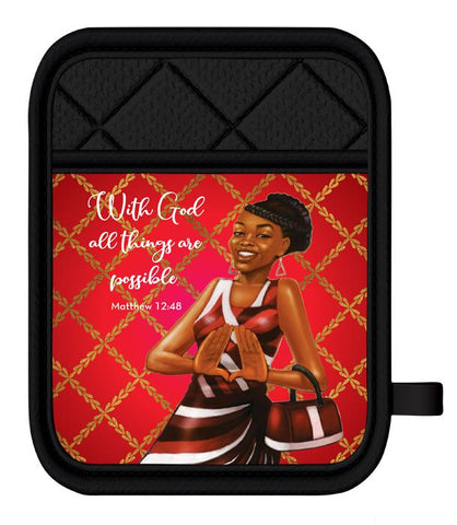 Delta Red/White Oven Mitt Pot Holder Set