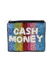 Multi " CASH MONEY " Beaded Coin Purse