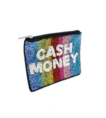 Multi " CASH MONEY " Beaded Coin Purse