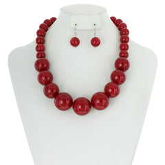 Large Pearls Red Necklace