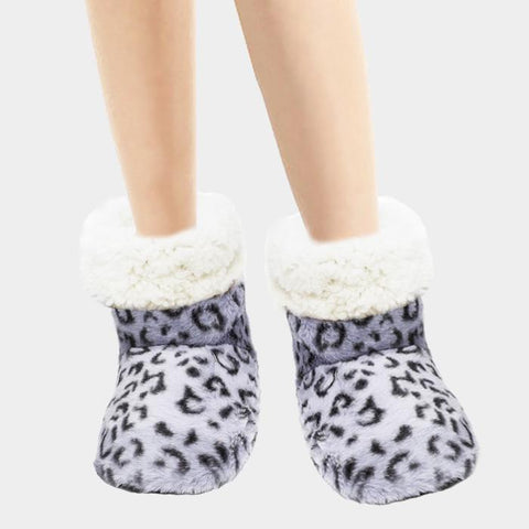 Leopard Puffy Indoor Bootie Slippers