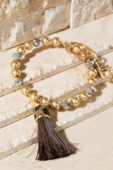 Metal Bead Key Ring Bracelet