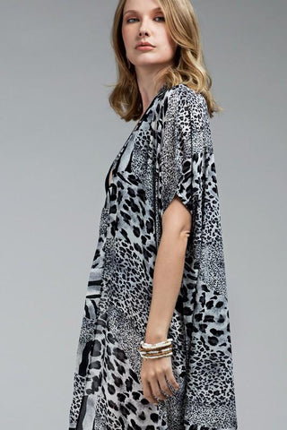 Mixed Animal Print Kimono