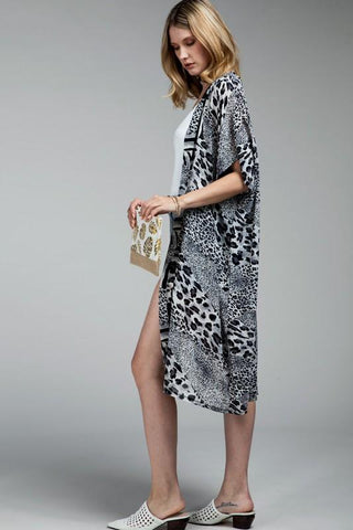 Mixed Animal Print Kimono