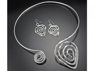 Silver Plated Open Collar Spirals Necklace