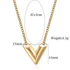 V Stainless Steel Necklace - Silver