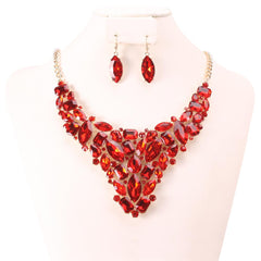 Red Rhinestone Necklace Set