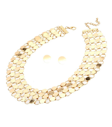 Metal Layered Necklace Set
