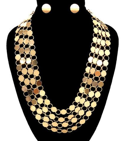 Metal Layered Necklace Set