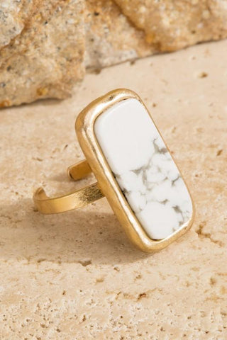 Natural Stone Rectangle Ring