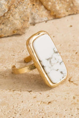 Natural Stone Rectangle Ring