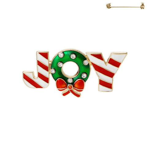 Joy W/ Wreath Brooch