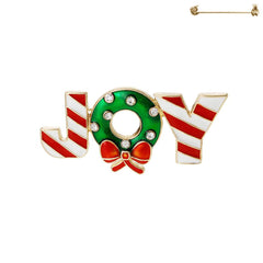 Joy W/ Wreath Brooch