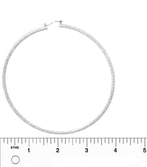 Metal Hoop Earrings - Rhodium texturized