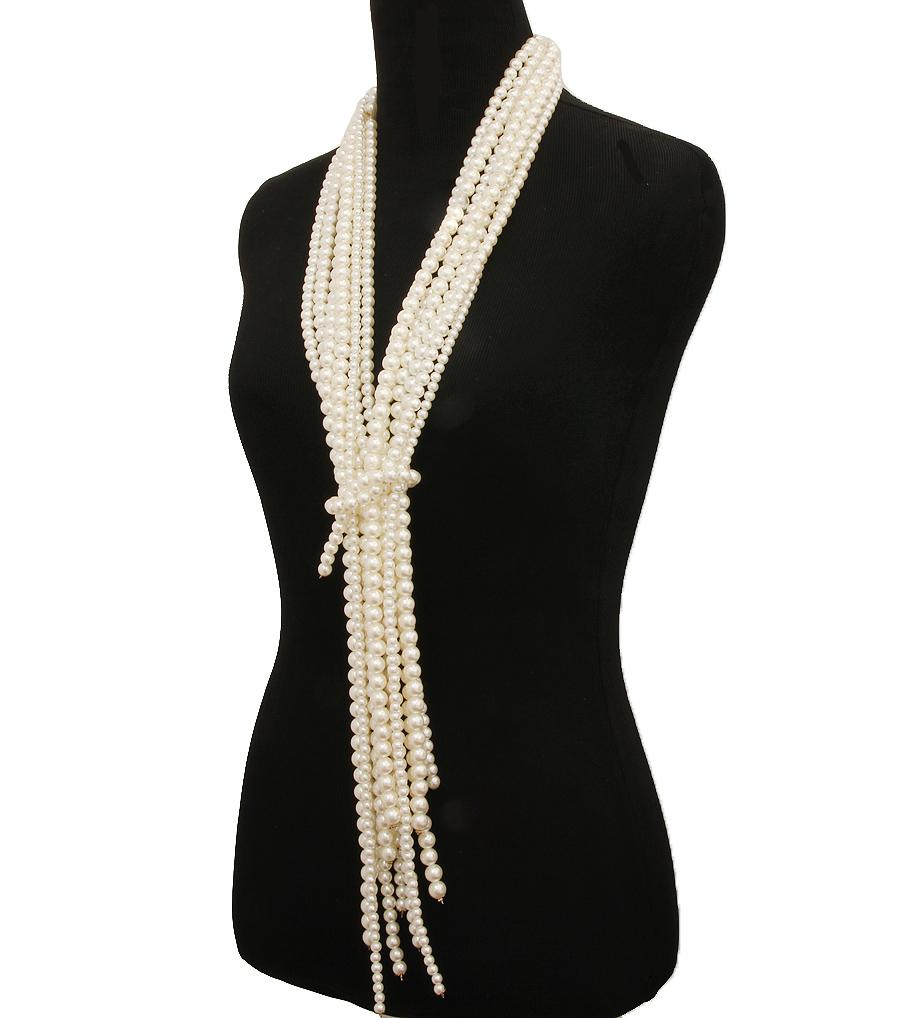 Multi Layered Pearl Necklace Set - Cream