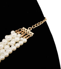 Multi Layered Pearl Necklace Set - Cream