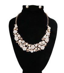 Rhinestone and Pearl Necklace Set