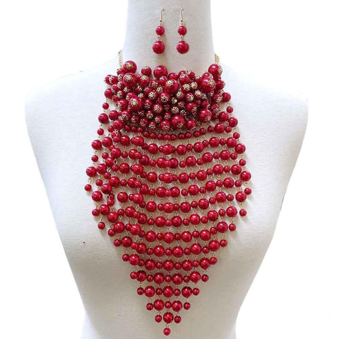 Pearl Necklace Set W/ Pearl Tassels