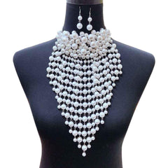 White Pearl Necklace Tassels