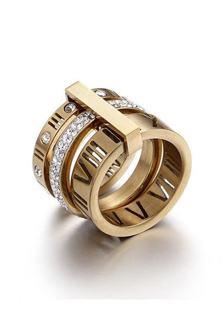 Stainless Steel Roman Numerals Rings