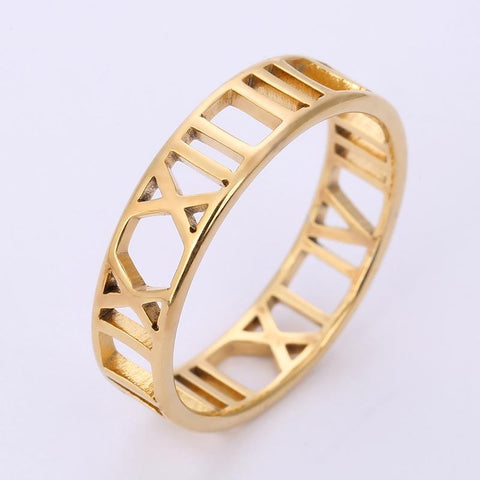 Roman Numerals Stainless Steel Ring