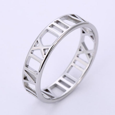 Roman Numerals Stainless Steel Ring