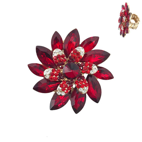 Rhinestone Marquise Stone Flower Stretch Ring