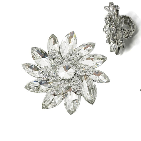 Rhinestone Marquise Stone Flower Stretch Ring
