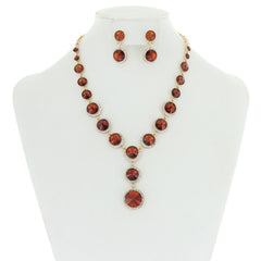 Round Halo Stone Necklace