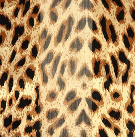 Silk Feel Striped Leopard Pattern Scarf