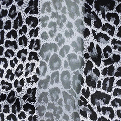 Silk Feel Striped Leopard Pattern Scarf
