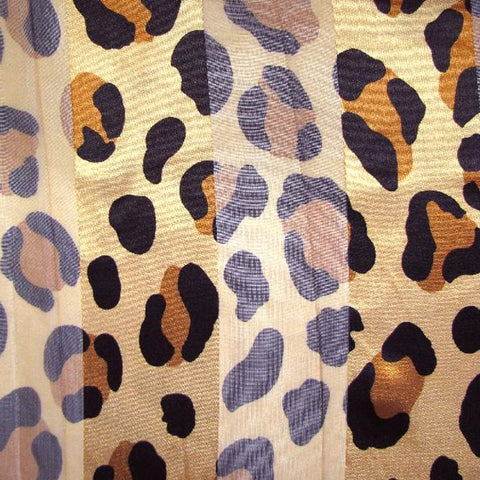 Silk Feel Striped Leopard Pattern Scarf