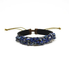 Leather Bracelet With Lapis Stone