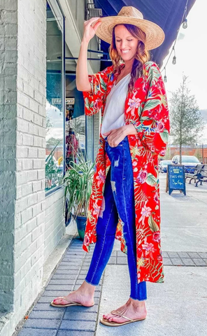 Red Hawaii Ready Kimono