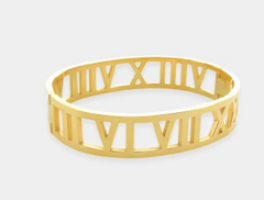 Roman Numeral Stainless Steel Bangle Large