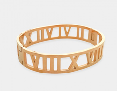 Roman Numeral Stainless Steel Bangle Large
