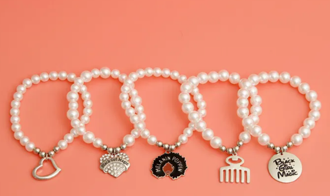 Black Girl Magic Pearl Bracelets with Charms