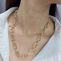 Gold Chain Necklace with Toggle Closure