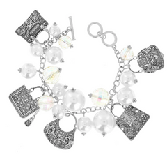 Handbag Multi-Charm Pearl Toggle Bracelet