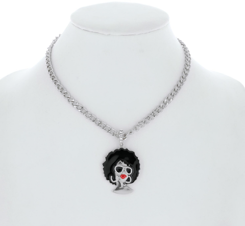 Afro Woman Diva Crystal Necklace and Earring Set
