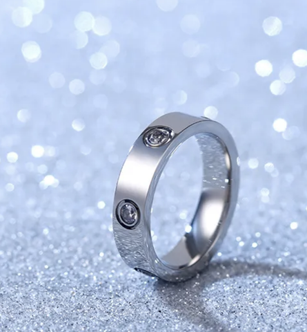 Stainless Steel Ring with Stones