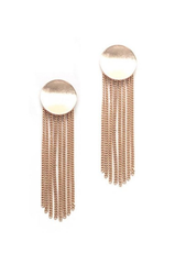 Round Metal Chain Tassel Post Earrings