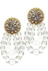 Rhinestone Clear Ball Drop Post Earrings